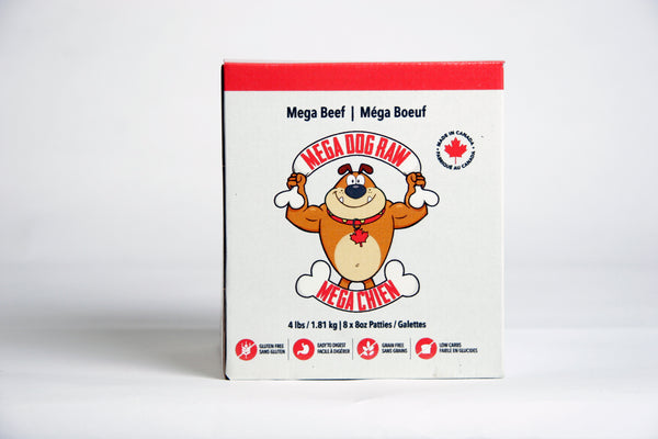 Mega Dog Beef Raw Food - 4lbs (8x0.5lb Patties)